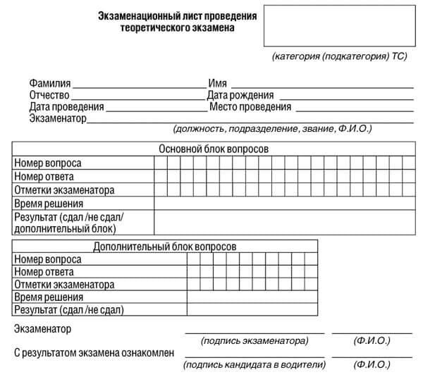 купить лист сдачи теоретического экзамена ПДД в Урусе-Мартане